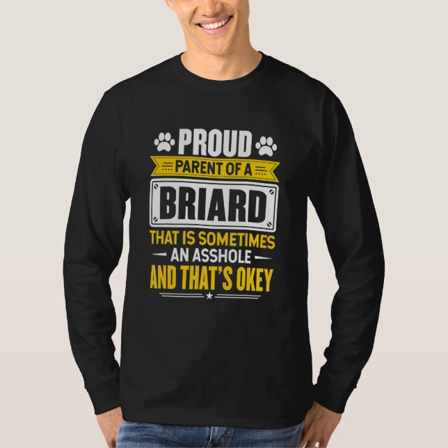 Camiseta Orgullosa Madre De Papá, Dueña De Un Perro Briard (Anverso)