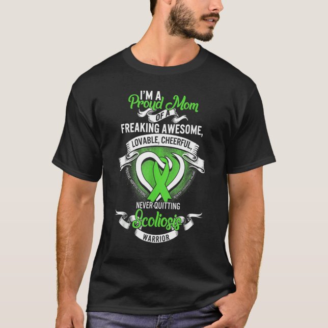 Camiseta Orgullosa Madre De Scoliosis Guerrero De La Cinta  (Anverso)