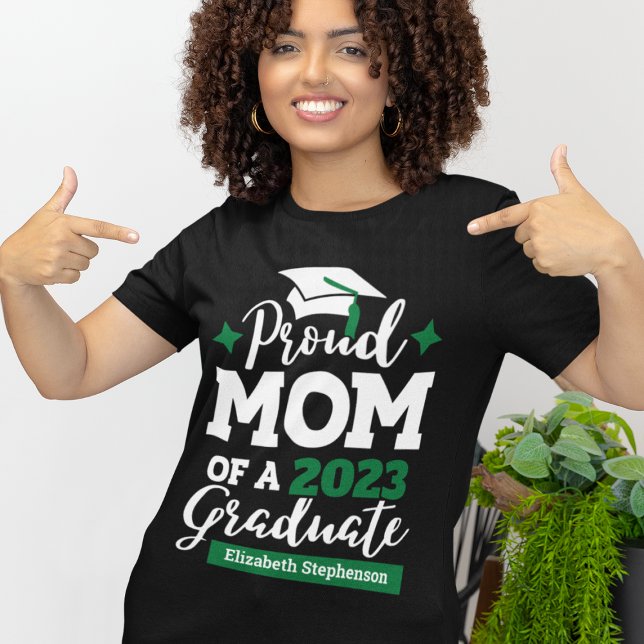 Camiseta Orgullosa madre de tassel de gorro verde negro gra (Subido por el creador)