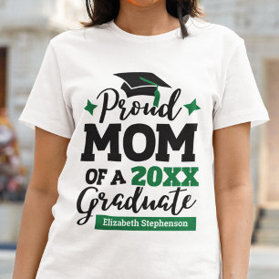 Camiseta Orgullosa madre de tassel de gorro verde negro gra