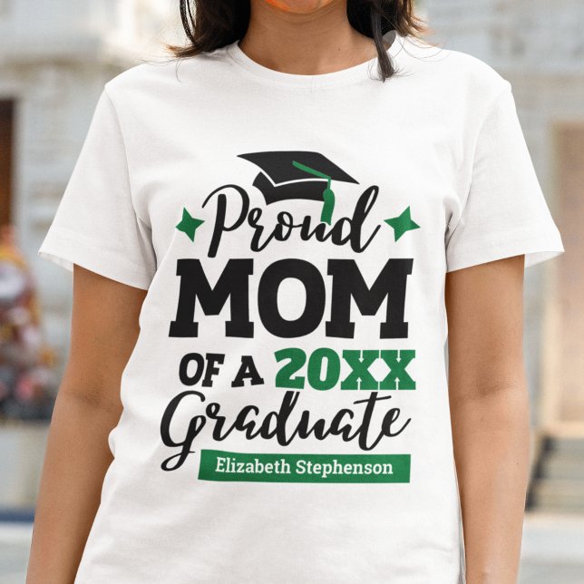 Camiseta Orgullosa madre de tassel de gorro verde negro gra (Subido por el creador)
