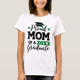 Camiseta Orgullosa madre de tassel de gorro verde negro gra