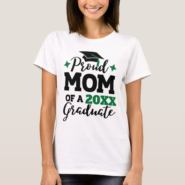 Camiseta Orgullosa madre de tassel de gorro verde negro gra (Anverso)