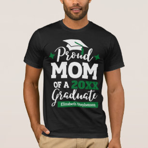 Camiseta Orgullosa madre de tassel de gorro verde negro gra