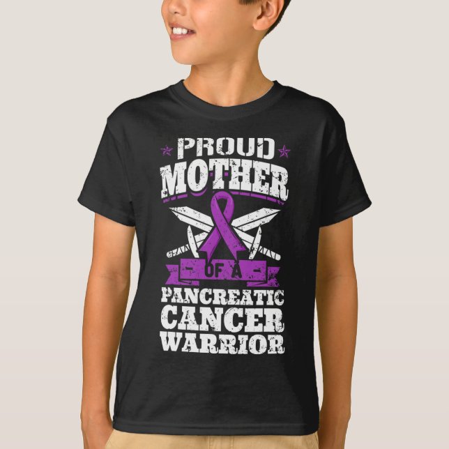 Camiseta Orgullosa Madre De Un Guerrero Del Cáncer Pancreát (Anverso)