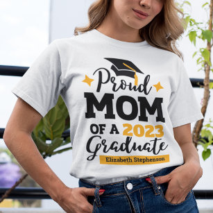 Camiseta Orgullosa madre de un tassel de gorro negro de oro