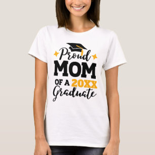 Camiseta Orgullosa madre de un tassel de gorro negro de oro