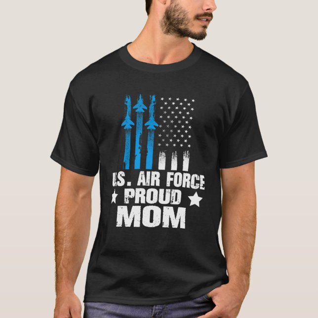 Camiseta Orgullosa madre de veteranos militares de la fuerz (Anverso)