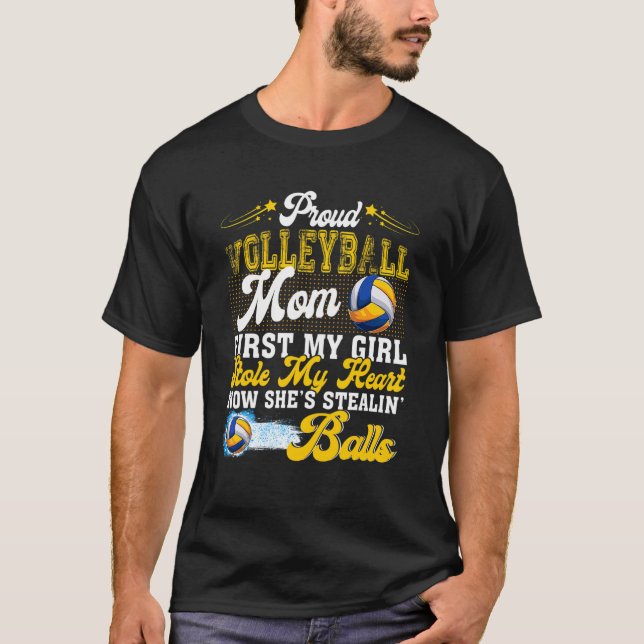 Camiseta Orgullosa madre de voleibol que es familia Stealin (Anverso)