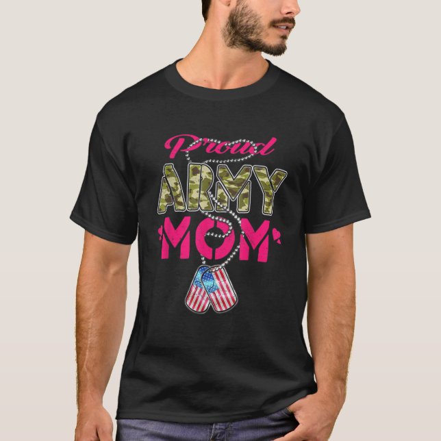 Camiseta Orgullosa madre del ejército norteamericano bander (Anverso)