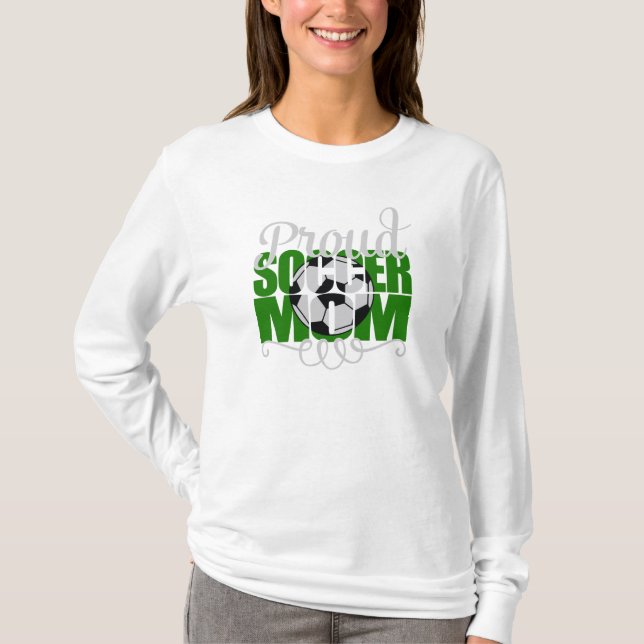 Camiseta Orgullosa madre del fútbol con letras verdes (Anverso)