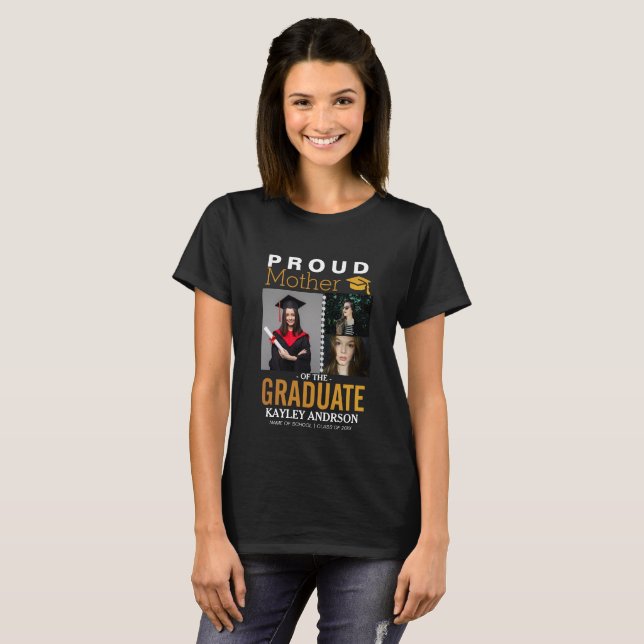 Camiseta Orgullosa madre del graduado 3 fotos (Anverso completo)