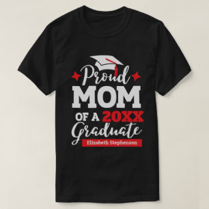 Camiseta Orgullosa madre del graduado rojo y blanco