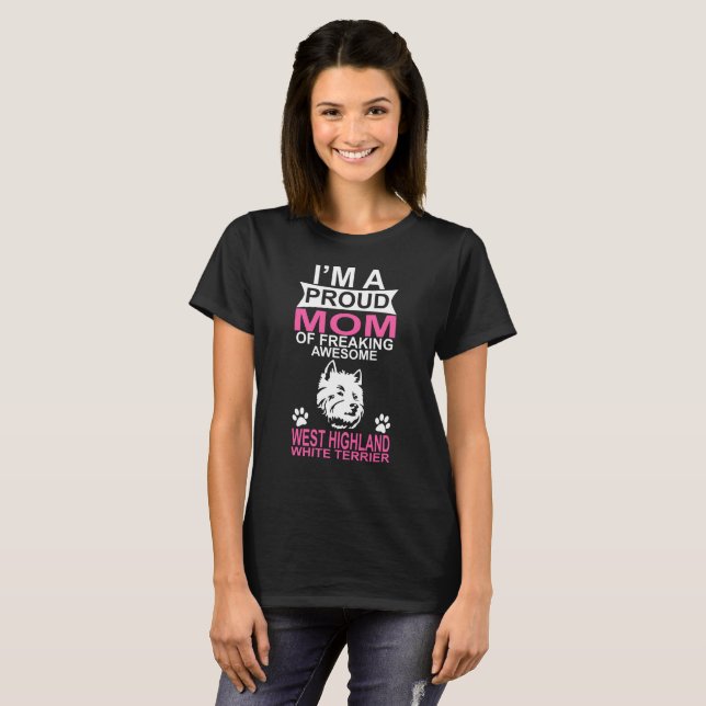 Camiseta Orgullosa madre del perro del territorio blanco de (Anverso completo)