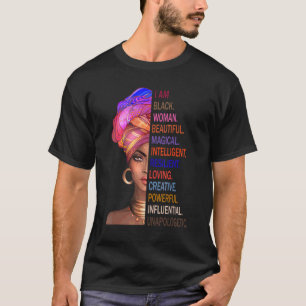 Camiseta Orgullosa Mágica Negra Afro Mujer Negra Reina Afri