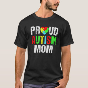 Camiseta Orgullosa Mamá Autismo Corazón Familia Combinación