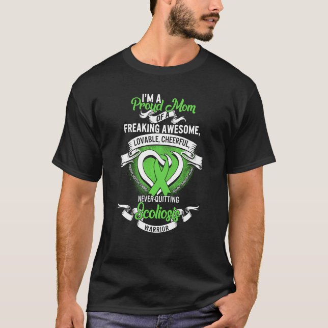 Camiseta Orgullosa Mamá De Scoliosis Guerrero Conciencia Me (Anverso)