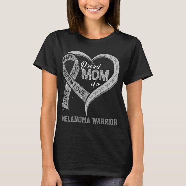 Camiseta Orgullosa Mamá De Un Guerrero De Melanoma (Anverso)
