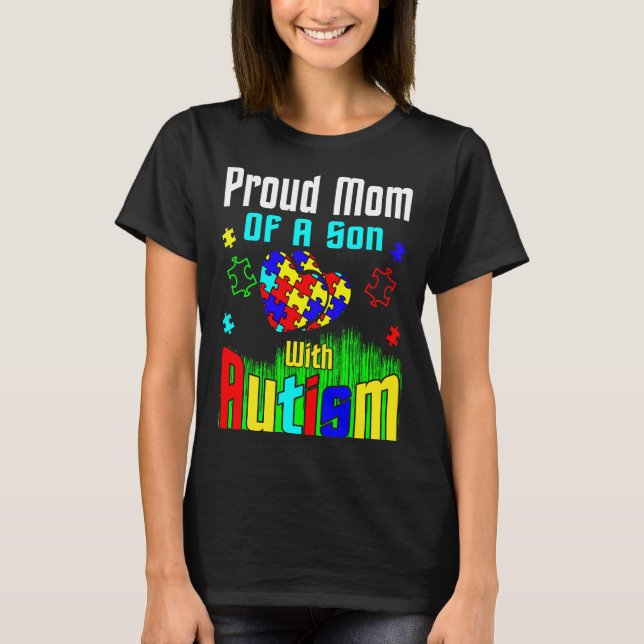 Camiseta Orgullosa Mamá De Un Hijo Con Autismo (Anverso)