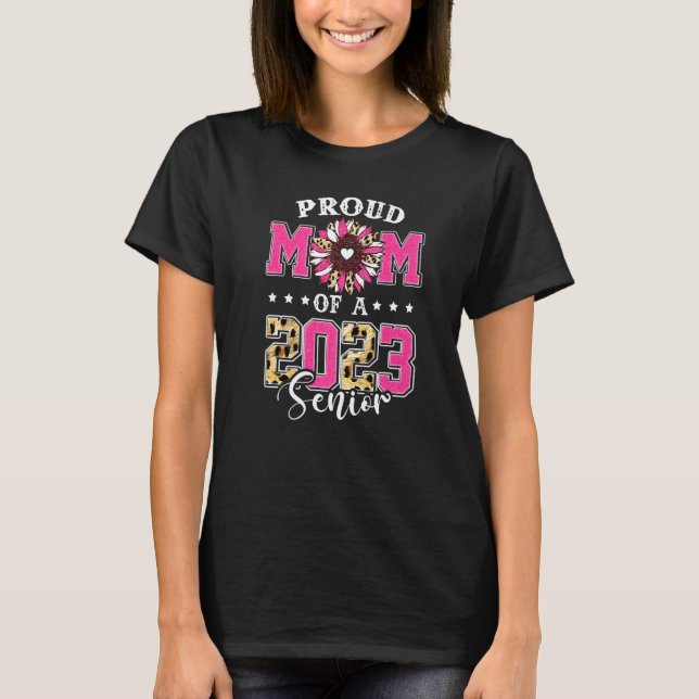 Camiseta Orgullosa Mamá De Un Leopardo De Flores De Graduad (Anverso)