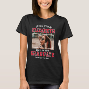 Camiseta Orgullosa Mamá Foto Personalizada Año Graduado Pad