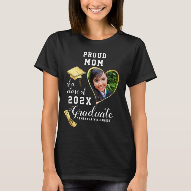Camiseta Orgullosa Mamá Graduado de la Clase de 2026 Foto G (Anverso)