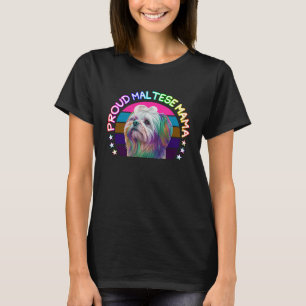 Camiseta Orgullosa Mamá Maltesa Perro Maltesa Lindo Arcoíri