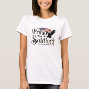 Camiseta Orgullosa Mamá Militar Arte Orgullo Soldado