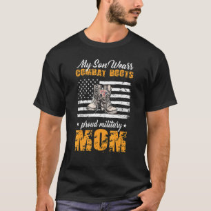 Camiseta Orgullosa Mamá Militar Mi Hijo Usa Bots De Combate
