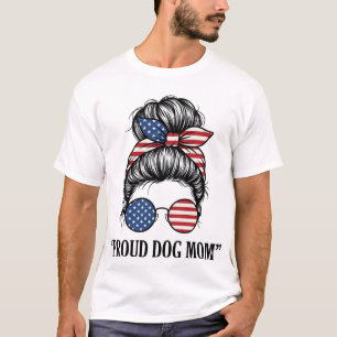 Camiseta Orgullosa Mamá Perro Patriótico Diseño Vectorial P