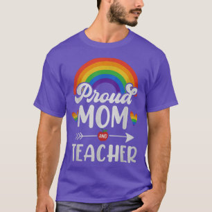 Camiseta Orgullosa Mamá Y Profesora Del Corazón Arcoiris Lg