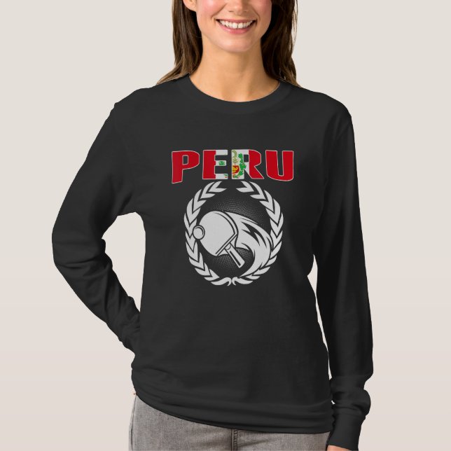 Camiseta Orgullosa Mesa de Tenis de Perú  Soporte de Ping P (Anverso)