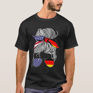 Camiseta Orgullosa mujer alemana americana patriota crecida