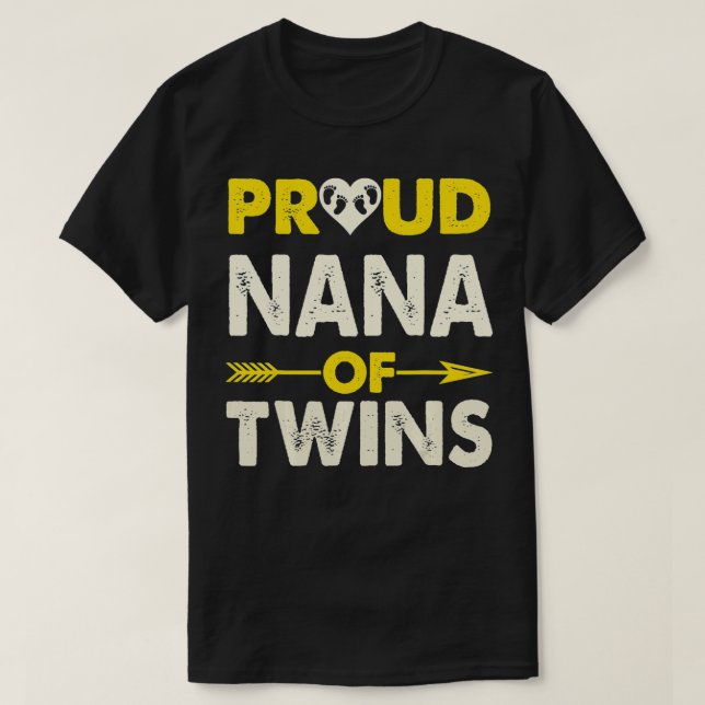 Camiseta Orgullosa Nana de gemelos embarazadas con dos bebé (Diseño del anverso)