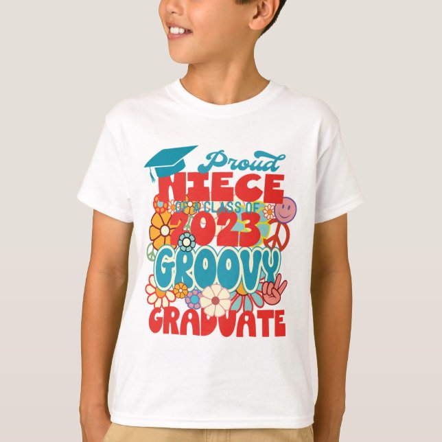 Camiseta Orgullosa NIECE de una clase de 2023 Graduate Retr (Anverso)