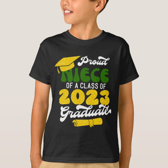 Camiseta Orgullosa NIECE de una clase de oro retro graduado (Anverso)