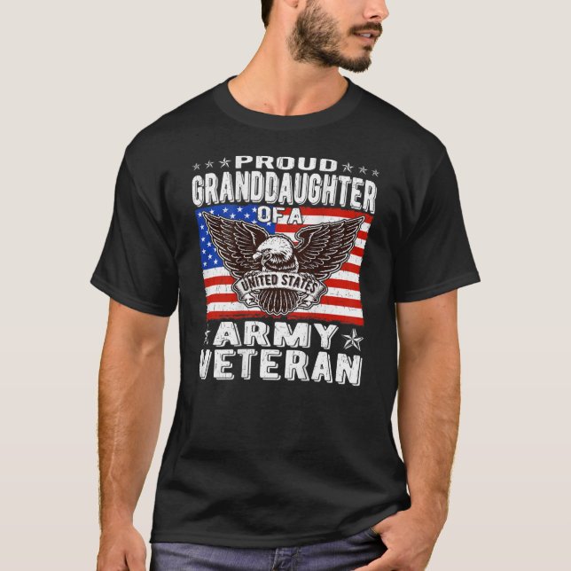 Camiseta Orgullosa Nieta Del Veterano Del Ejército Patrióti (Anverso)