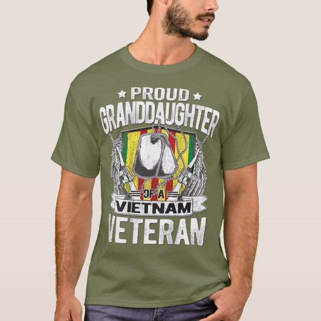 Camiseta Orgullosa Nieta Del Veterano Ejército De Vietnam (Anverso)
