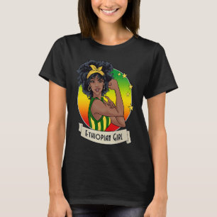 Camiseta Orgullosa niña afro etíope colores de la bandera d