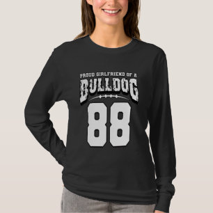 Camiseta Orgullosa Novia De Fútbol Bulldog Del Jugador 88
