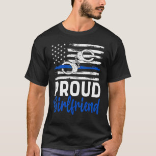 Camiseta Orgullosa novia policía agente Chica de bandera es