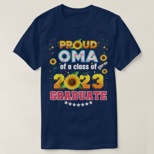 Camiseta Orgullosa Oma De Una Clase 2023 Graduada Girasol Ú (Diseño del anverso)