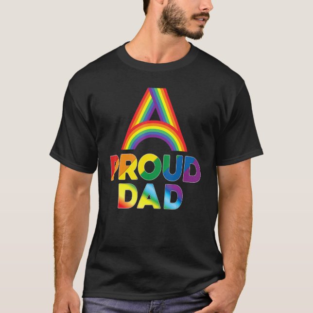 Camiseta Orgullosa papá Lgbt Orgullo Gay Lesbiana Arcoiris  (Anverso)
