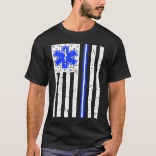 Camiseta Orgullosa paramédica EMT EMS Delgada Línea Blanca 