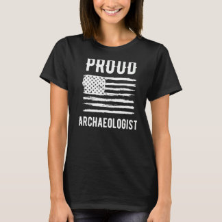Camiseta Orgullosa profesión arqueológica Bandera Americana