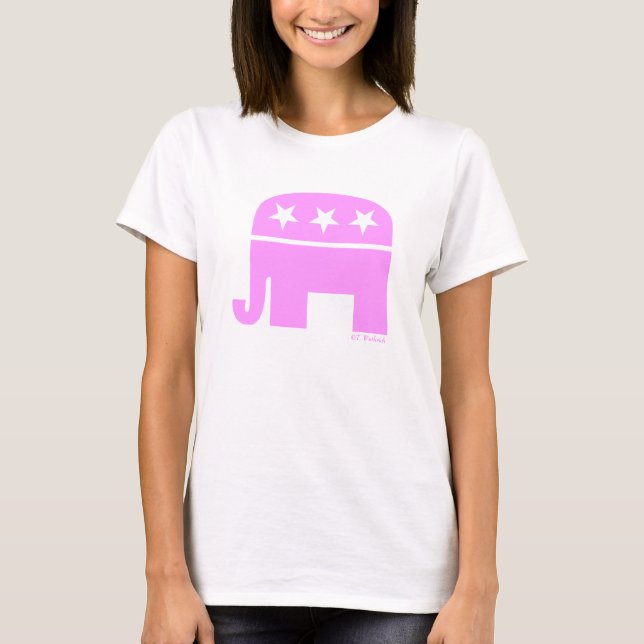 Camiseta Orgullosa republicana elefante rosa GOP (Anverso)