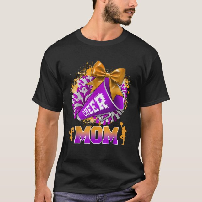 Camiseta Orgullosa Salud Mamá Morada Oro Pom Megaphone Coqu (Anverso)