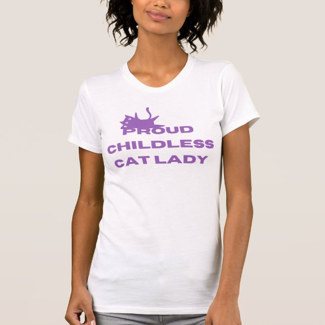 Camiseta Orgullosa Señora del Gato Sin Niños (Anverso)