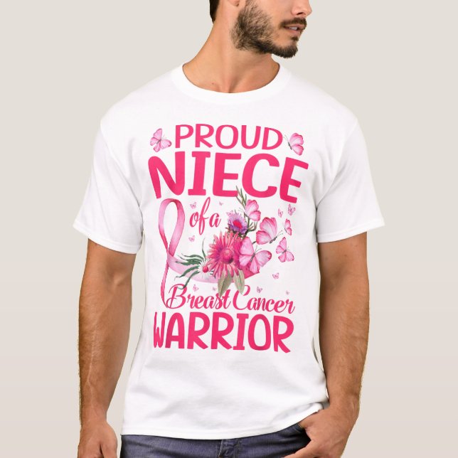 Camiseta Orgullosa sobrina de un guerrero del cáncer de mam (Anverso)