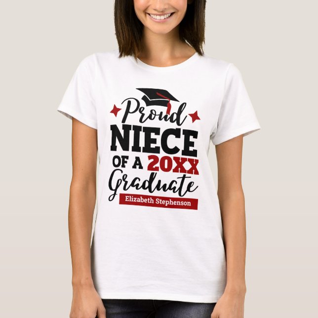 Camiseta Orgullosa sobrina de un tassel rojo negro graduado (Anverso)